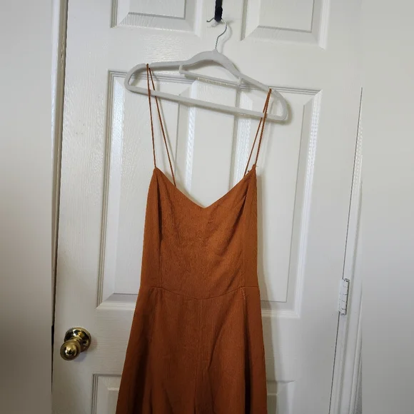 Abercrombie & Fitch Orange Tan Strappy Tie Short Romper M Tall - Picture 4 of 11
